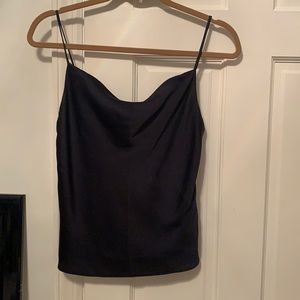 Cowl neck navy top